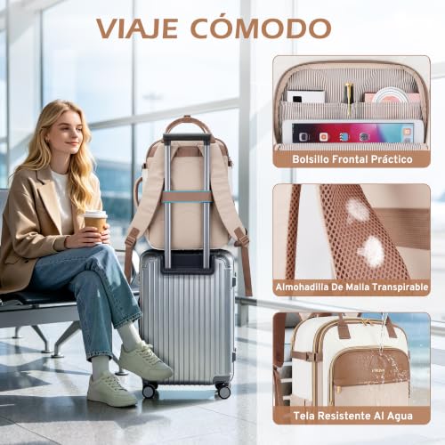Detalle 1 de ETRONIK Mochila de viaje expandible 24-30 L, 40x30x20 cm, caqui