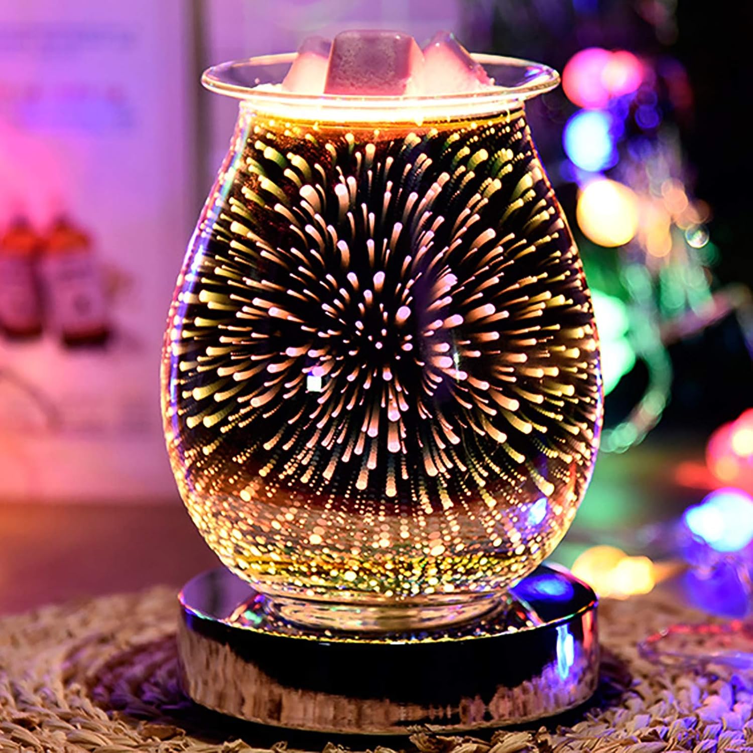 Detalle de Wowlela 215IY0E2JIX15M03UU9FMF aromatherapielamp met 3D-glas en drie lichtstanden