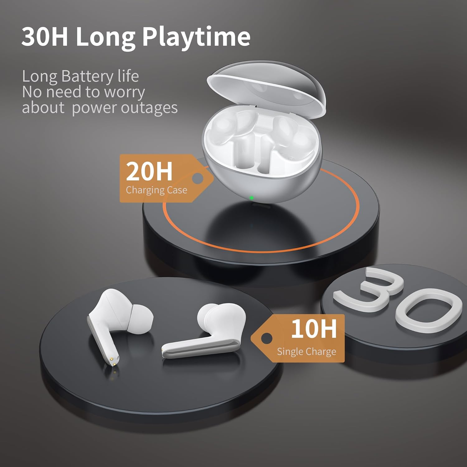 Thumbnail 1 de Wireless Earbuds by Oraolo with 40H Playtime: In-Ear Pods for Running, USB-C, IPX6, ENC Mics