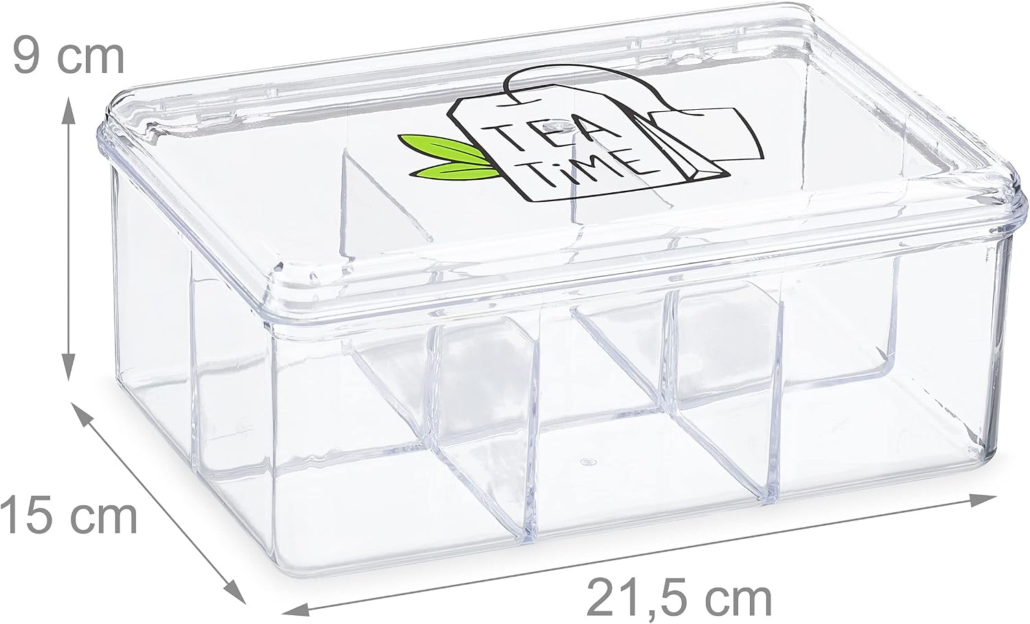 Thumbnail 3 de Relaxdays Tea Box, 6-Compartment Plastic Tea Bag Organiser with Hinged Lid