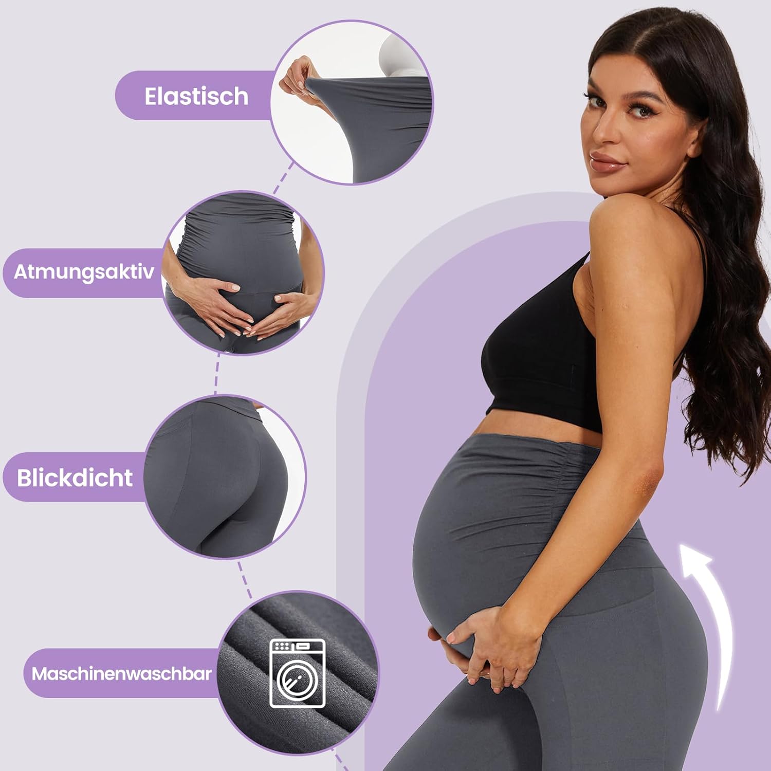 Thumbnail 1 de DDOBB Damen Umstandsleggings mit Taschen – High Waist Umstandshose für Schwangerschaft, Yoga & Alltag