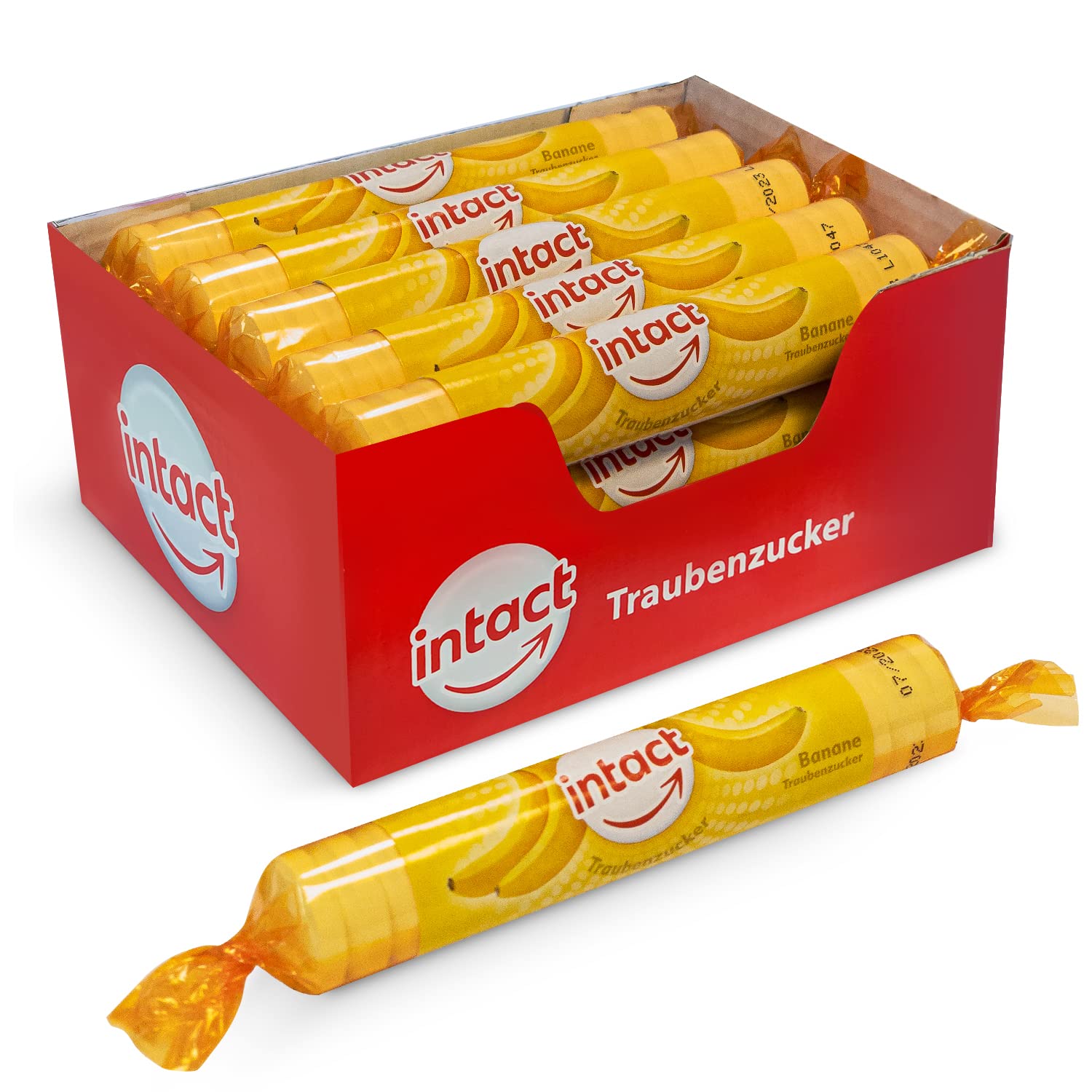 Detalle de Intakt Traubenzucker Banane Rolle (15 St.) – Vegan, gluten- und laktosefrei