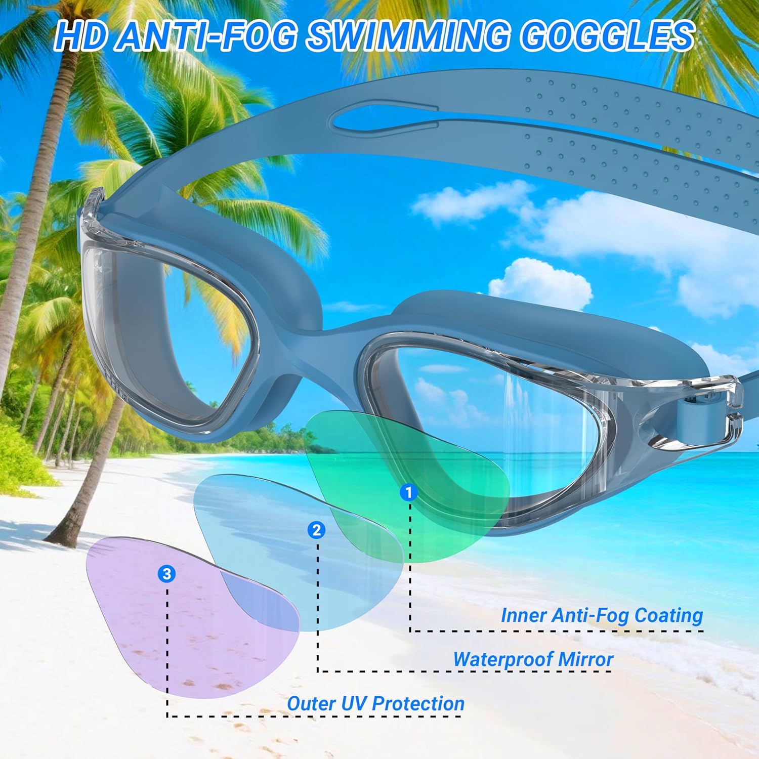 Thumbnail 1 de Ambienden Lunettes de natation anti‑buée Protection UV 🤿
