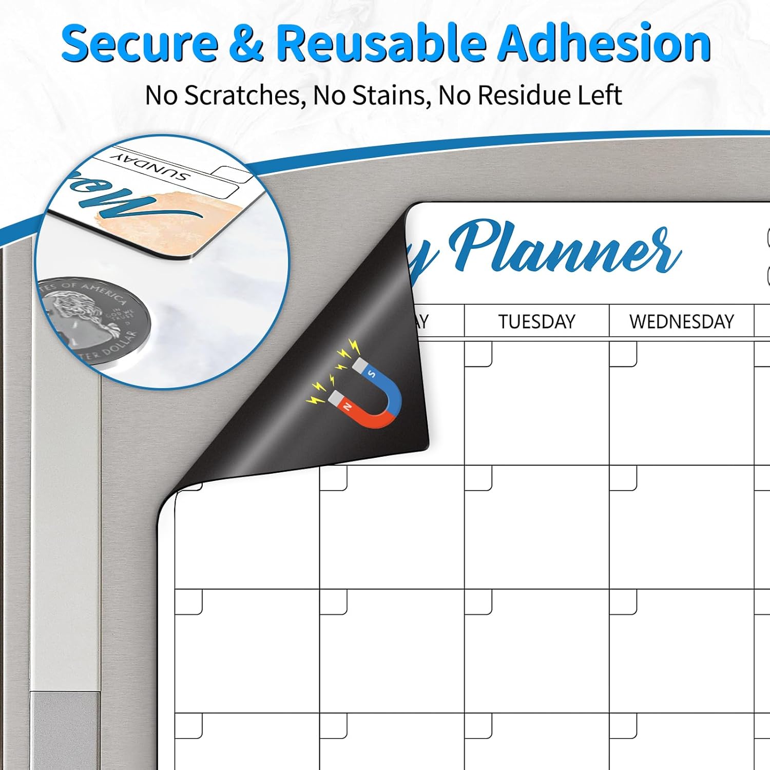 Thumbnail 1 de Sliandtelly Magnetic Whiteboard Planner for Fridge