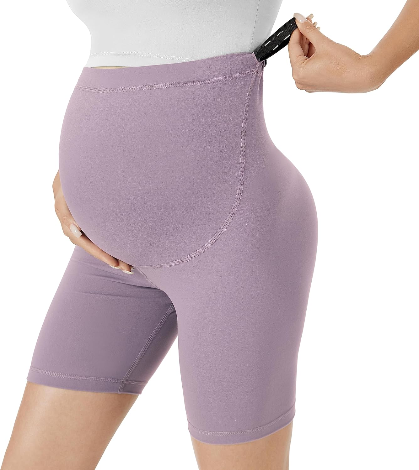 Thumbnail 4 de VALANDY Creamlush Maternity Shorts Over The Belly – comfy, supportive biker shorts for pregnancy