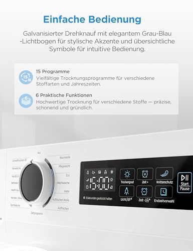 Detalle de Midea MD11EH80BD Wärmepumpentrockner 8 kg – effizient, schonend und hygienisch
