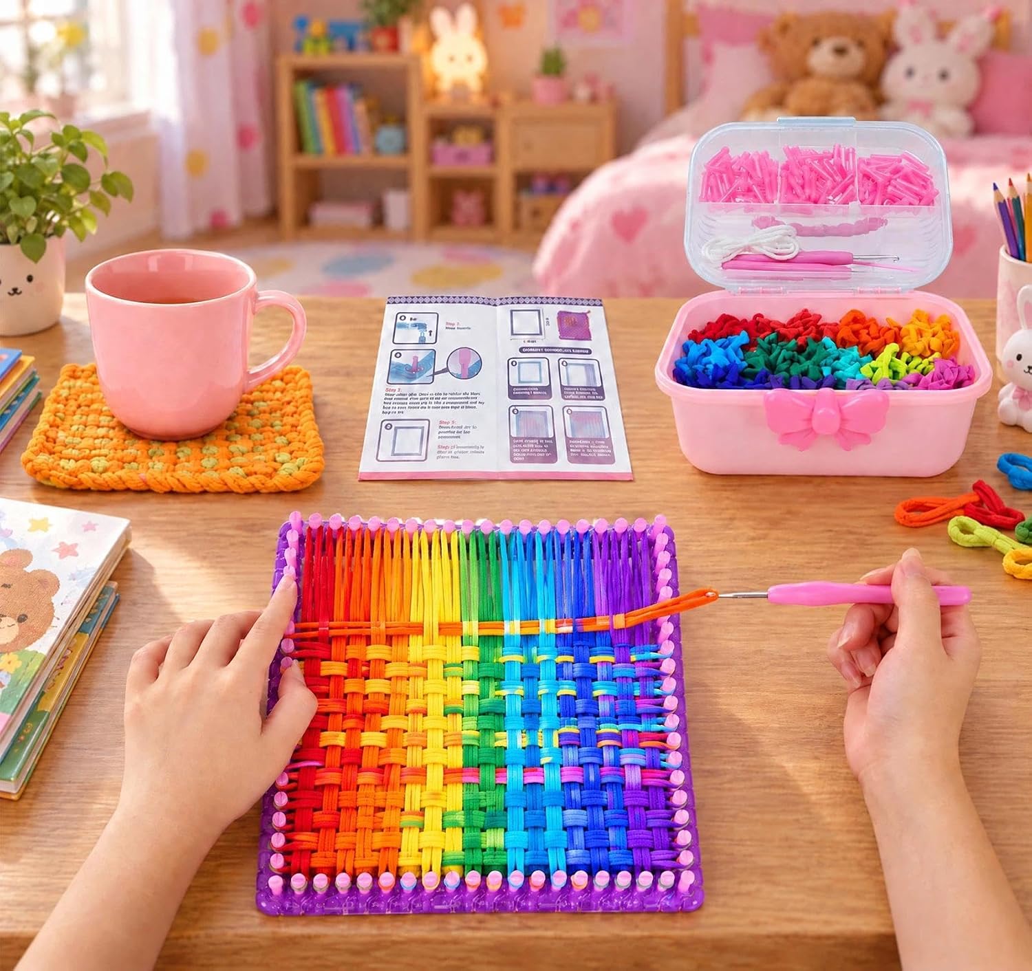 Detalle de BLISSIQUEE Kids' Weaving Loom Kit, 12 Colors
