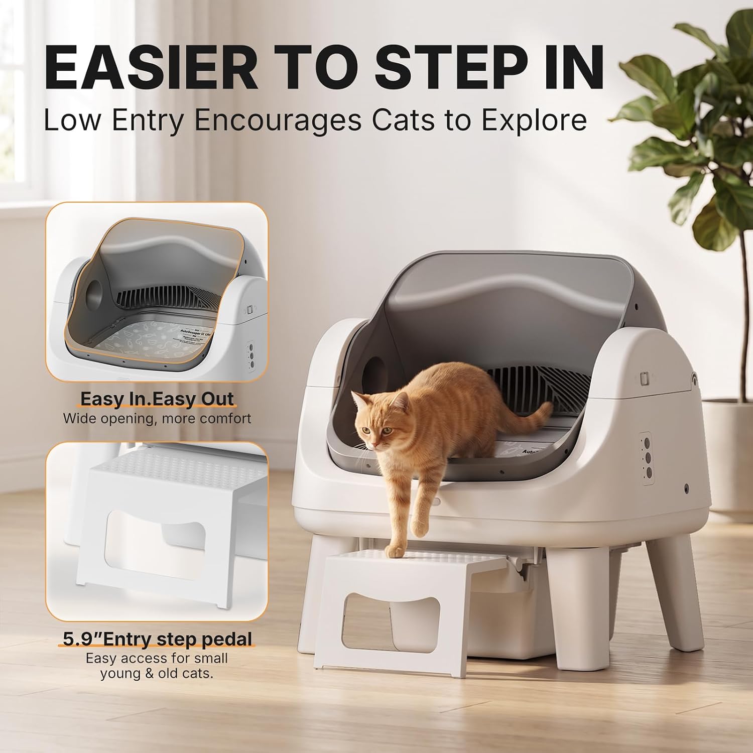Detalle 2 de Automatic Cat Litter Box with 8L Waste Bin
