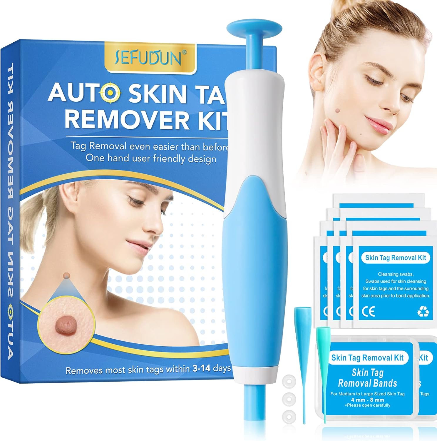 Skin Tag Remover Kit with 40 Bands (2mm-8mm) – Auto Fast-Acting Safe Skin Tag Remover Tools