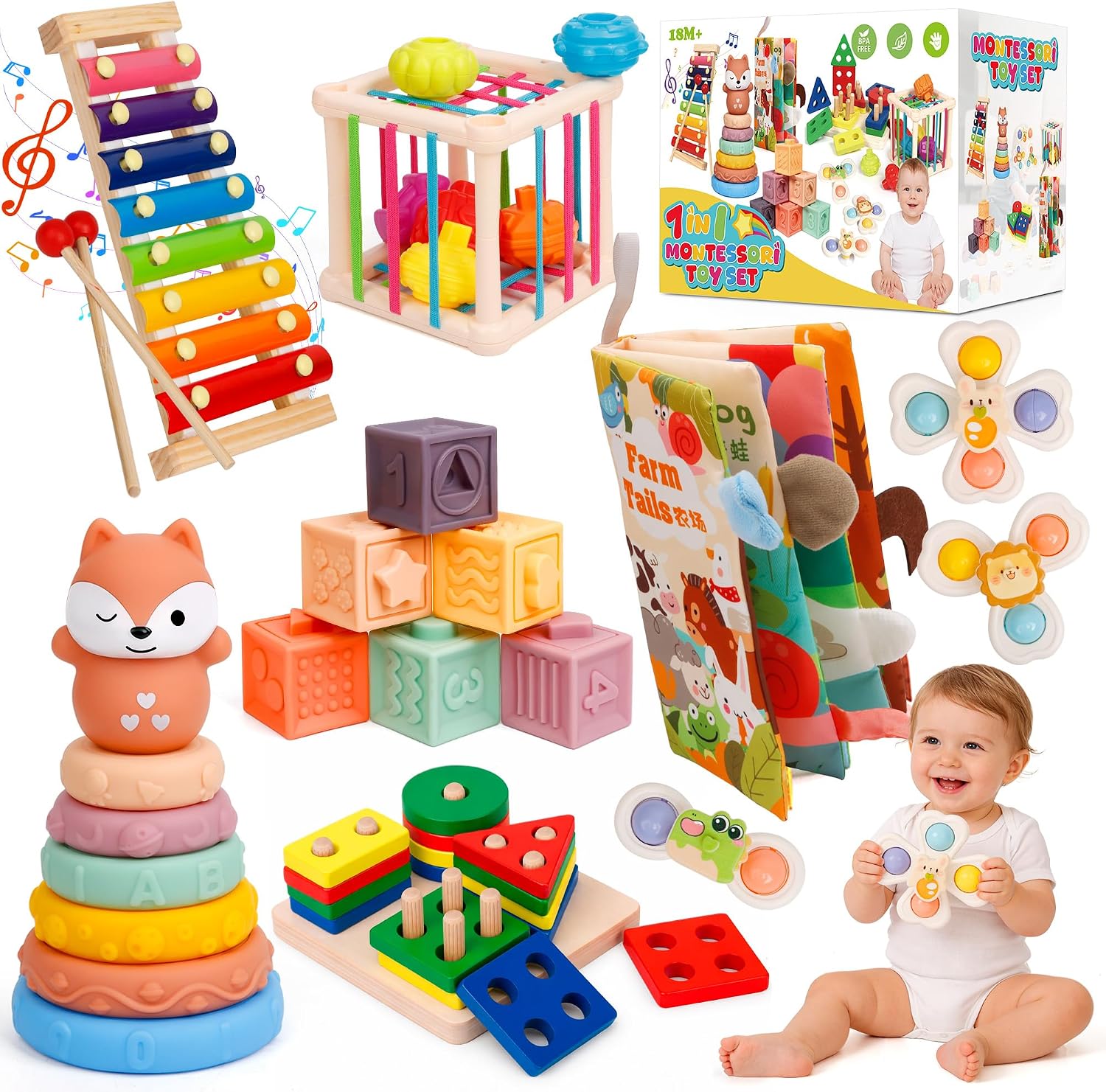 Detalle de VuvuVoda 7-in-1 Montessori Toddler Activity Toy Set (12–36 months)