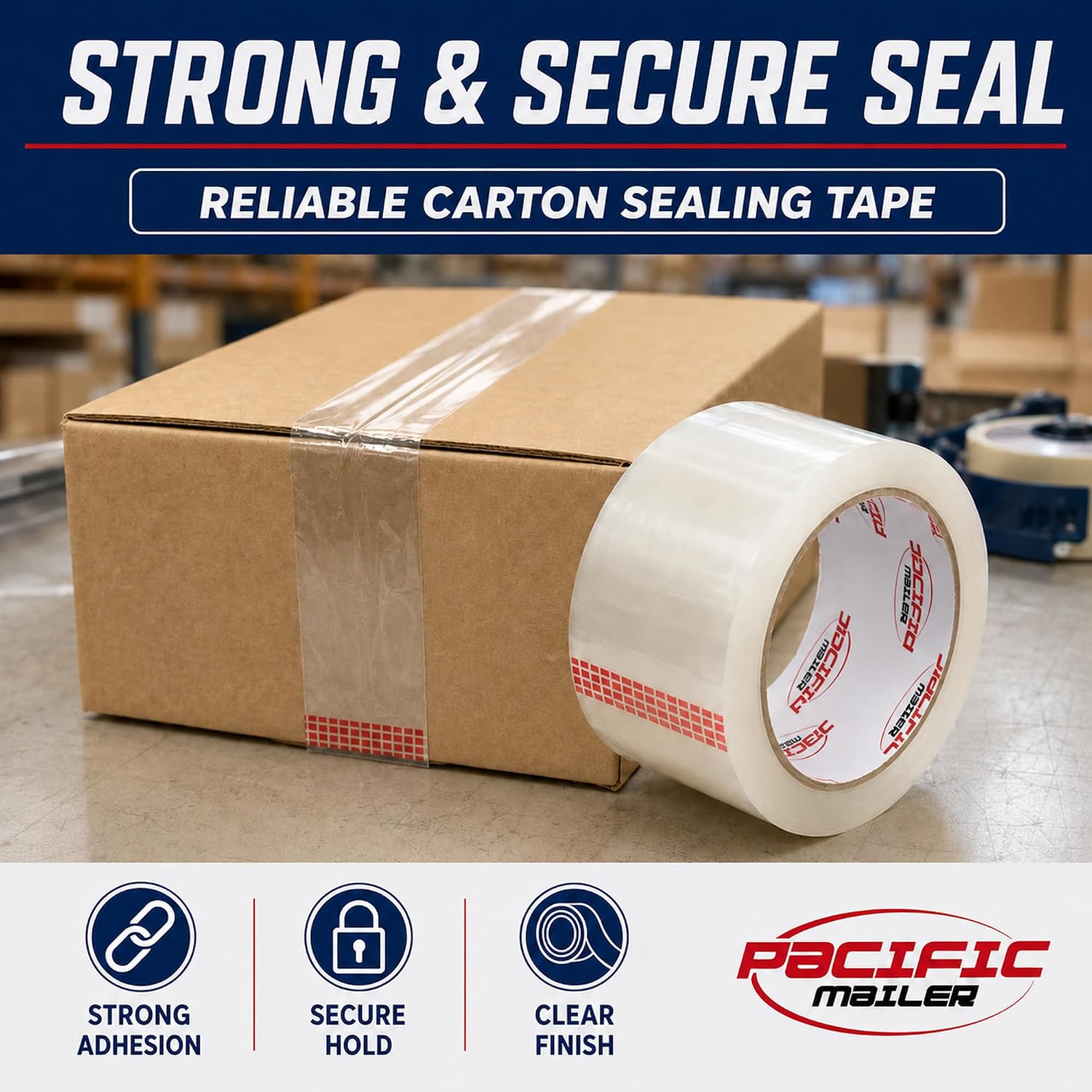 Thumbnail 2 de Pacific Mailer Clear Packing Tape, 2-Inch x 110-Yard, 2.0 Mil, 36 Rolls