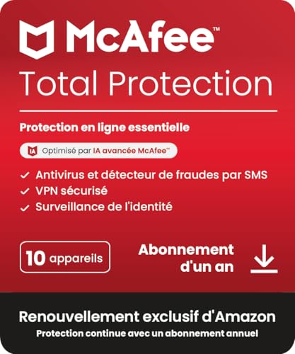 Detalle de McAfee Total Protection 10 appareils 2026 – Abonnement 12 mois sur Amazon