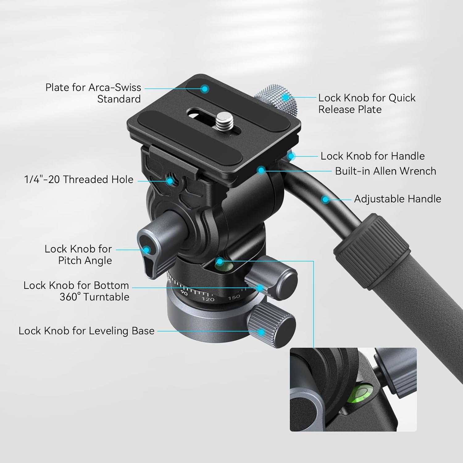 Thumbnail 2 de SMALLRIG CH20 tête vidéo fluide pour trépied avec base de nivellement 4170B (jusqu’à 4 kg)
