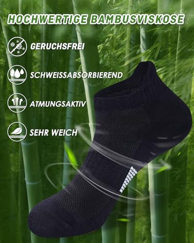 Detalle de inaWarm Bambus Sneaker Socken Damen, 6 Paar, atmungsaktiv, Schwarz (Größe 39–42)