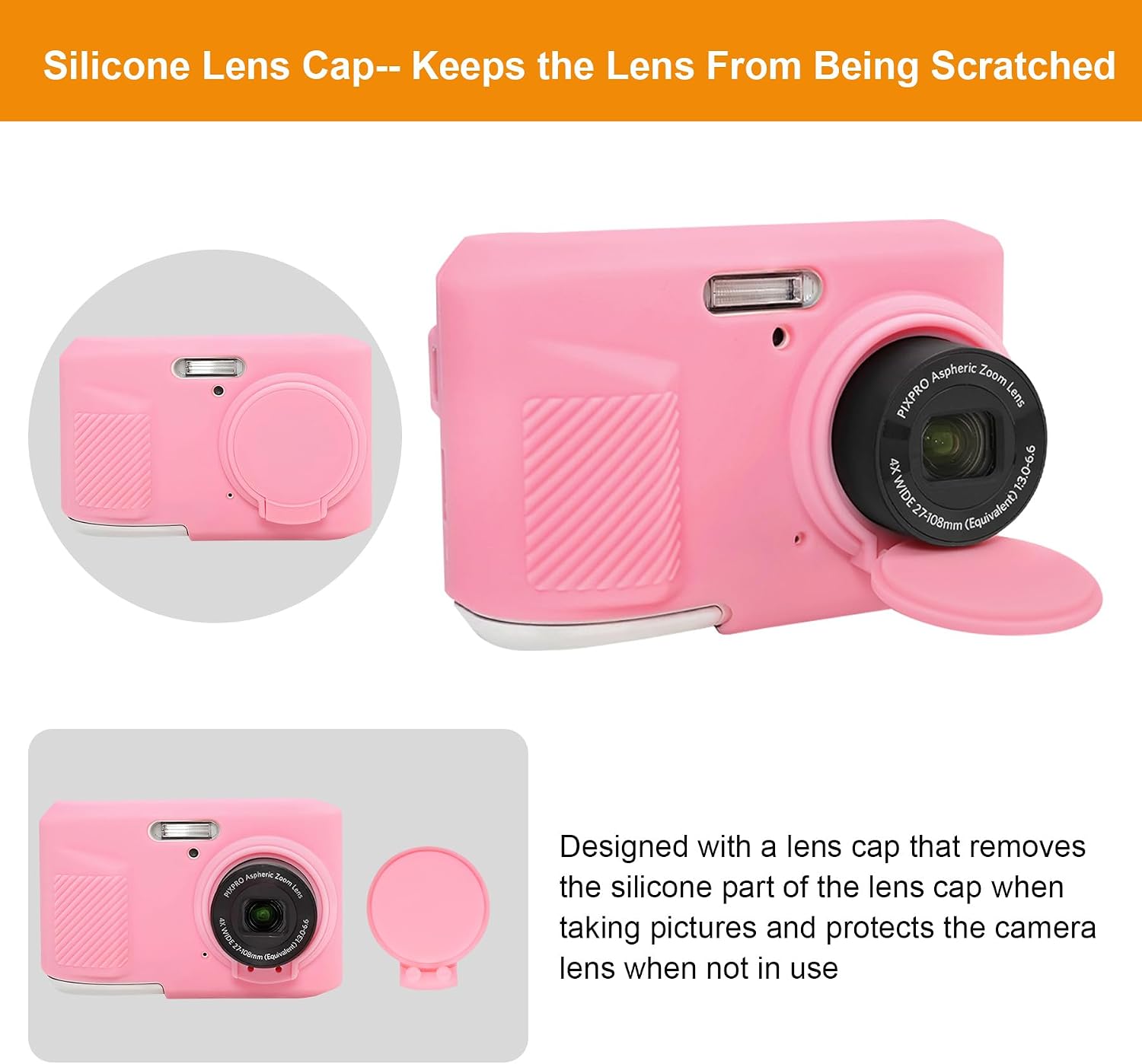 Thumbnail 4 de Elonbo Silicone Case for Kodak PIXPRO FZ45 (Pink) – 1:1 Fit