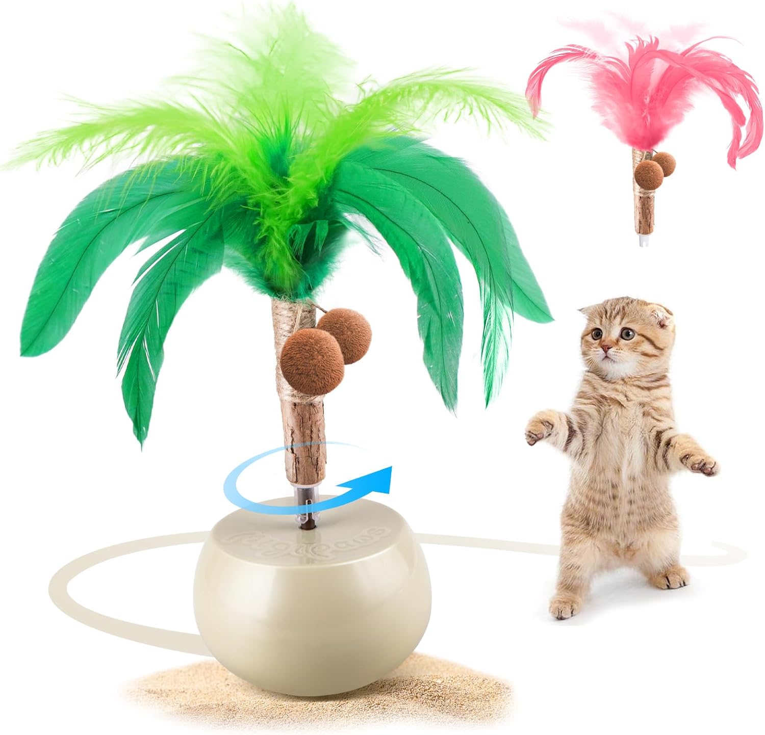 Migipaws Jouet interactif pour Chat avec plume et rouleau électrique – rechargeable