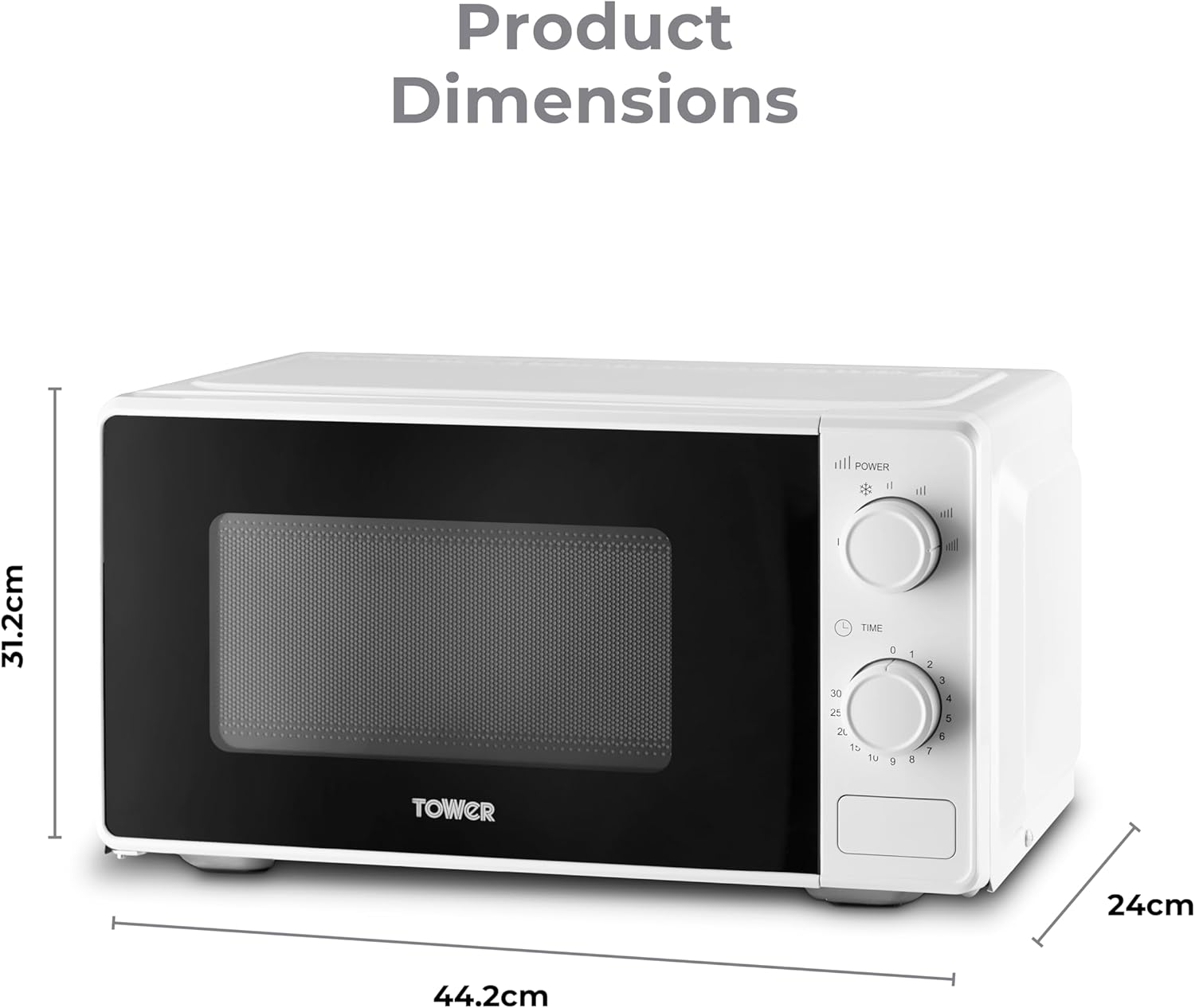 Detalle de Tower Manual 20 Litre 800W Microwave (Dial Controls) – T24044WHT