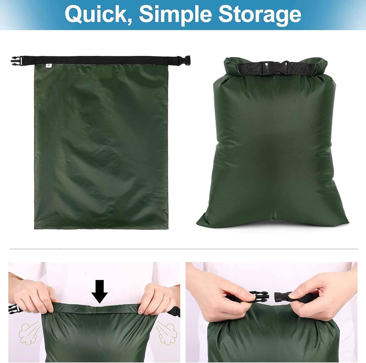 Detalle de Waterproof Dry Bag Set (5-piece) with 1.5L–6L Dry Sacks for Canoeing, Kayaking & Travel