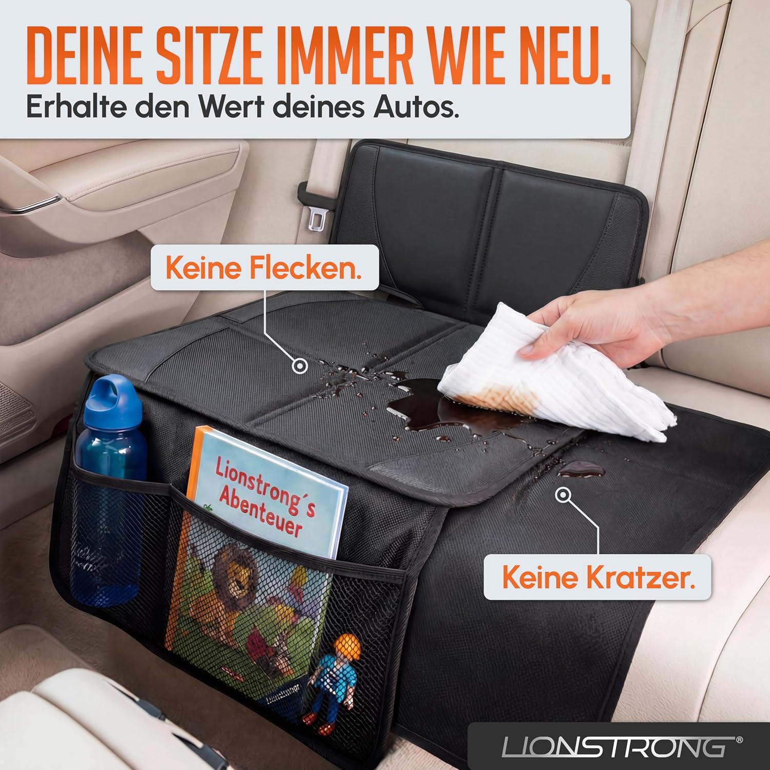 Thumbnail 1 de LIONSTRONG Kindersitzunterlage XL Schutz, Schwarz