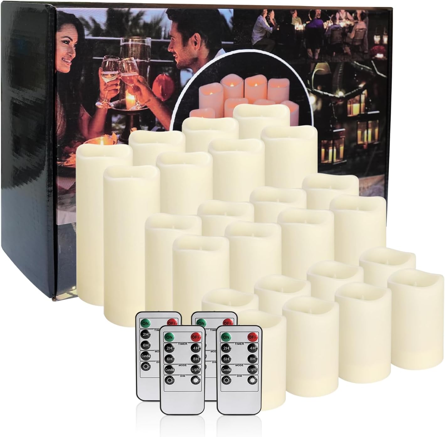 Detalle de CLTNIKET hi681 Flameless LED Candles, 24-Pack in Three Sizes with Remote