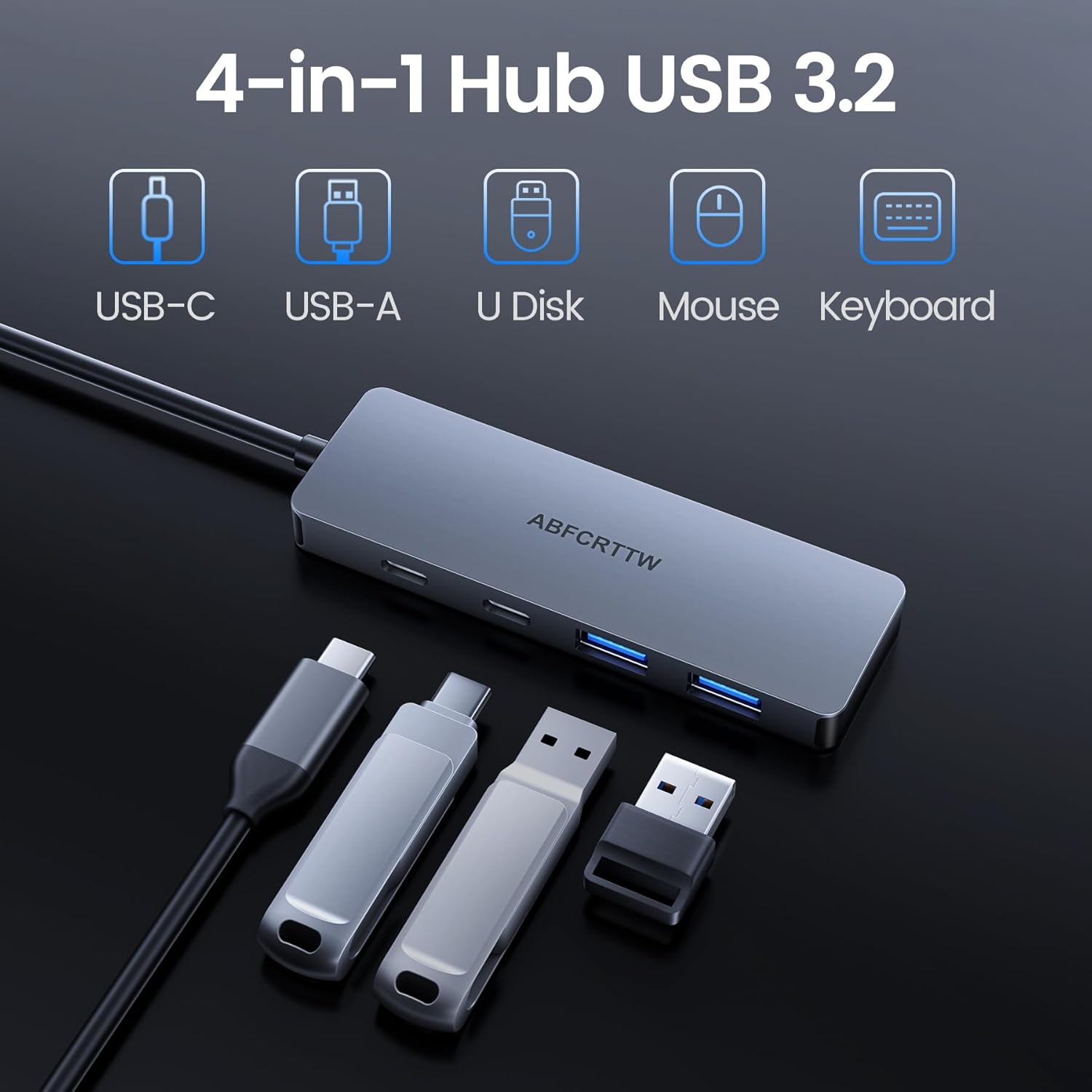 Thumbnail 3 de ABFCRTTW USB C Hub 4-Port: 10 Gbit/s Daten-Splitter für Desktop-Setups