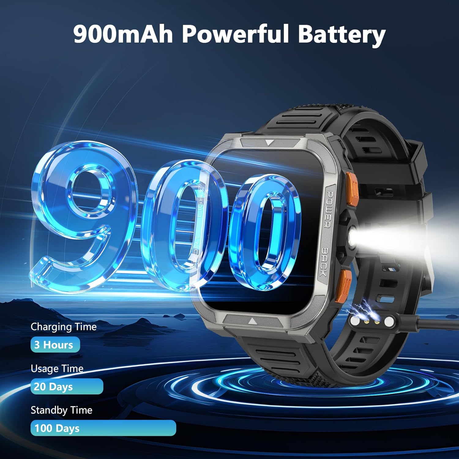 Detalle 2 de Blackview Military Smart Watch for Men: Rugged GPS, LED Torch and 100-Day Battery