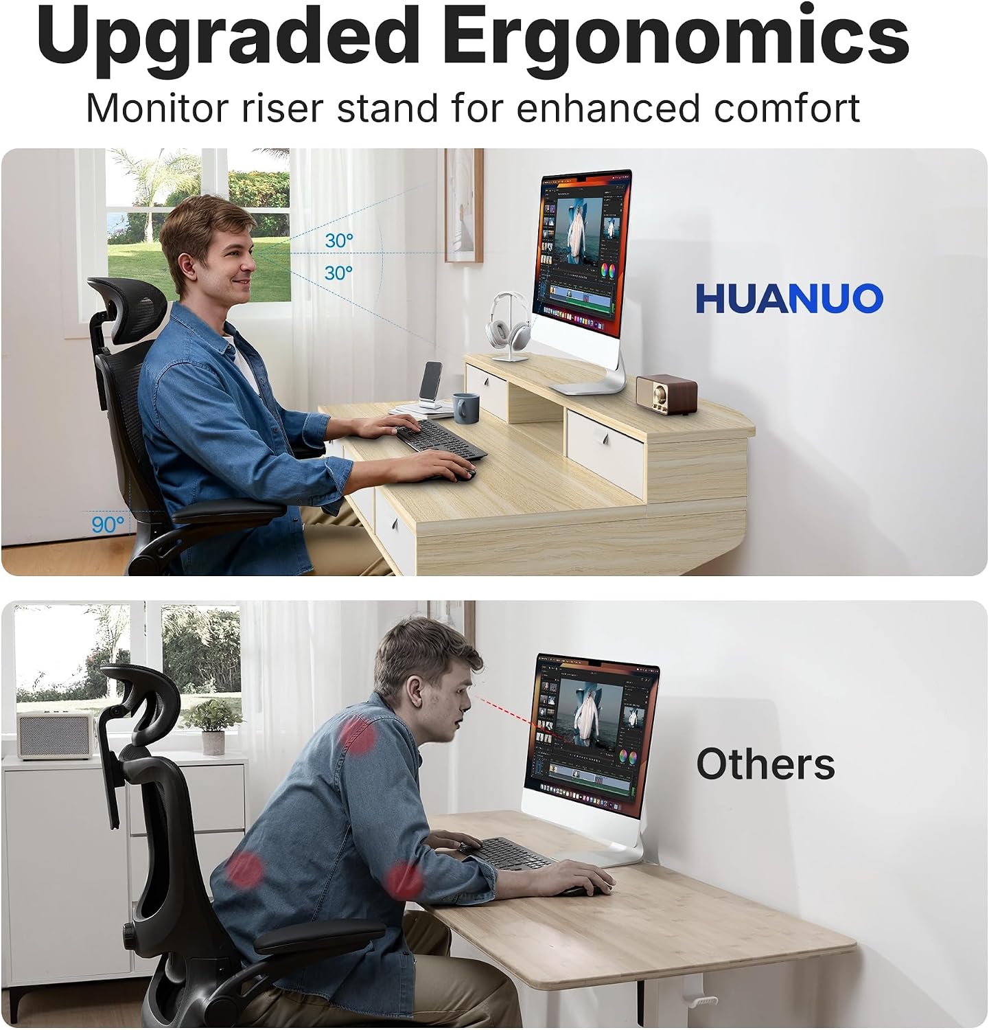 Detalle 1 de HUANUO Electric Standing Desk, 48 x 24 Inches