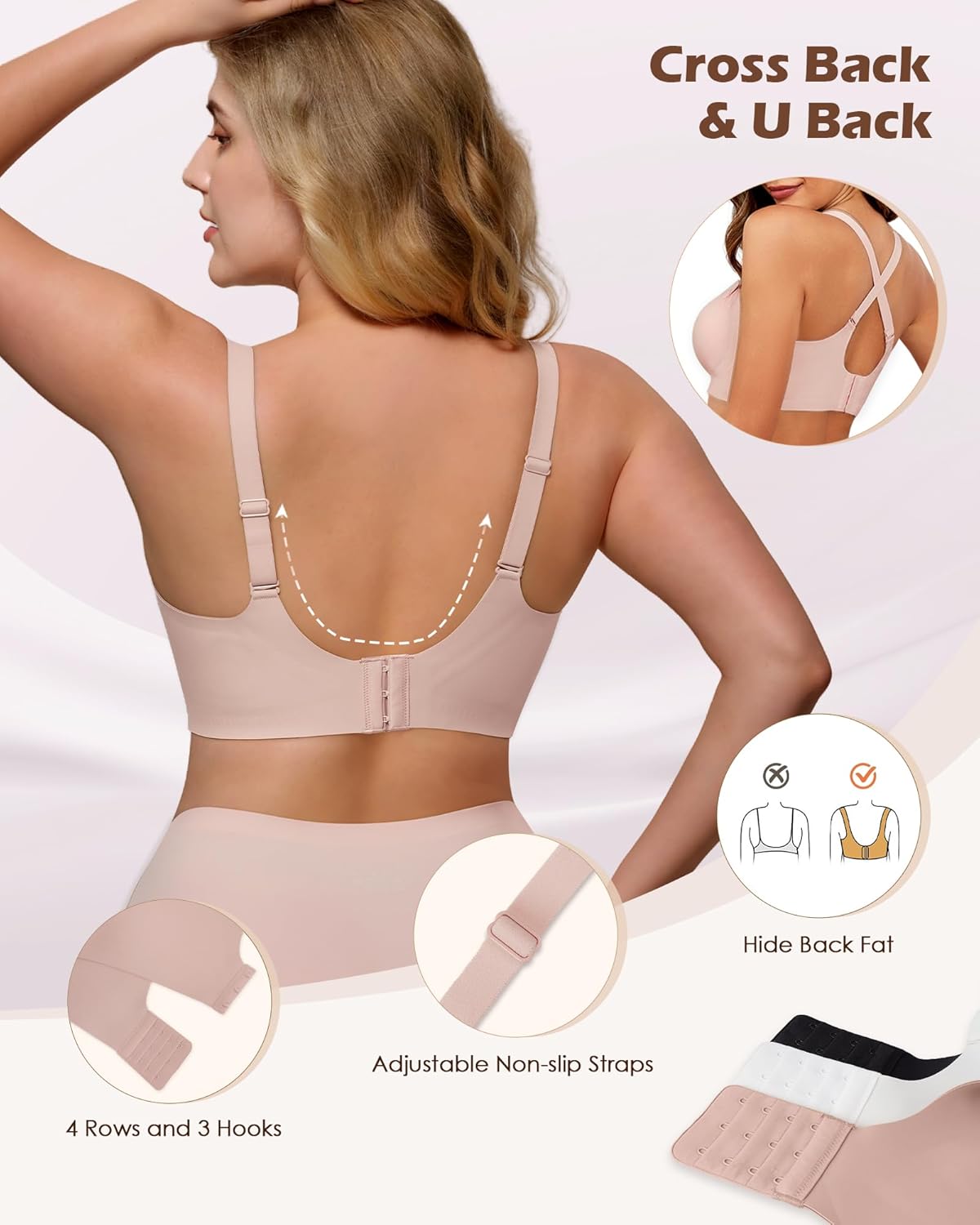 Thumbnail 3 de As Fairy Soft & Comfortable No Underwire V-Neck Seamless Push Up Bralette (Full Coverage)