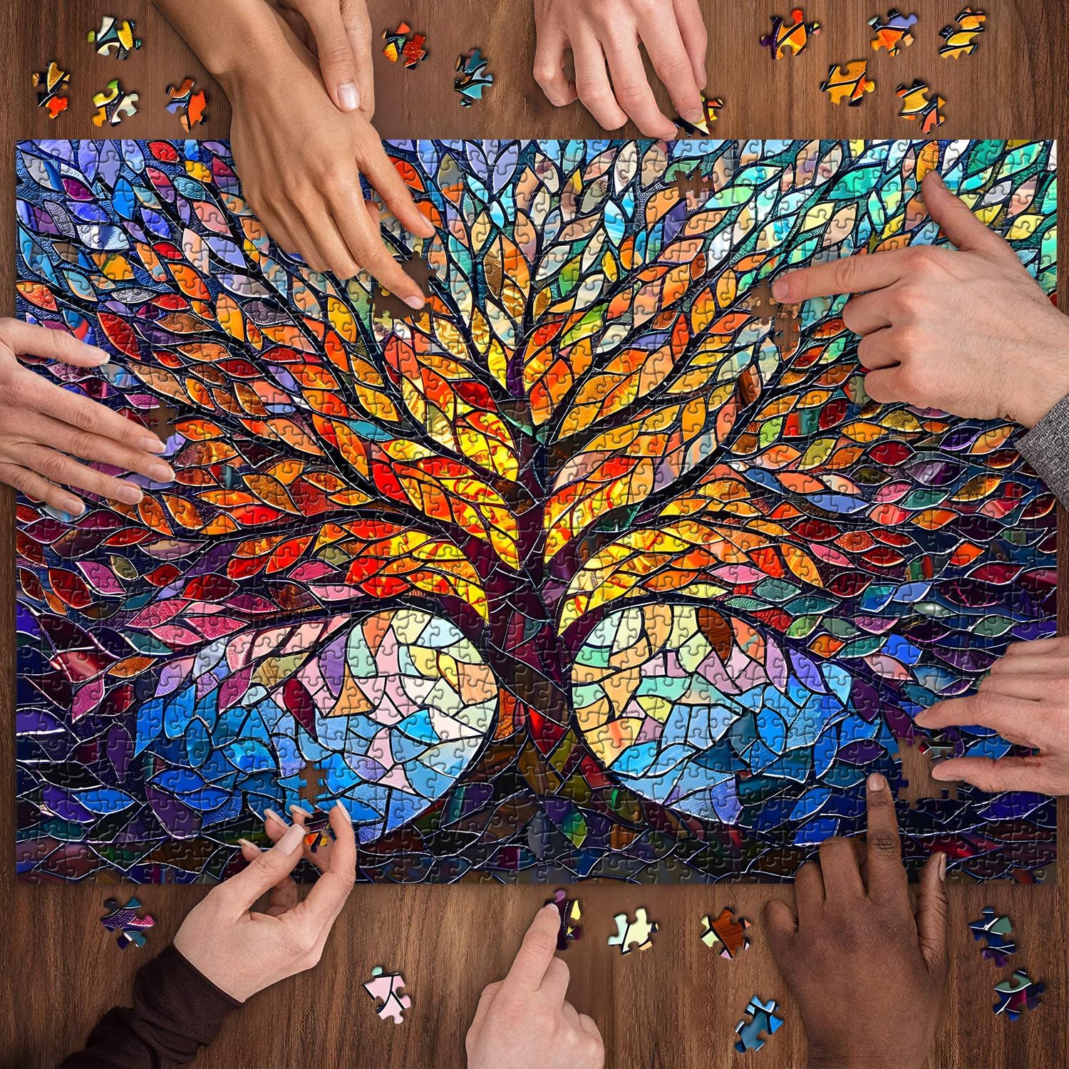 Thumbnail 4 de PICKFORU Stained Glass Tree of Life 1000-piece jigsaw 🧩