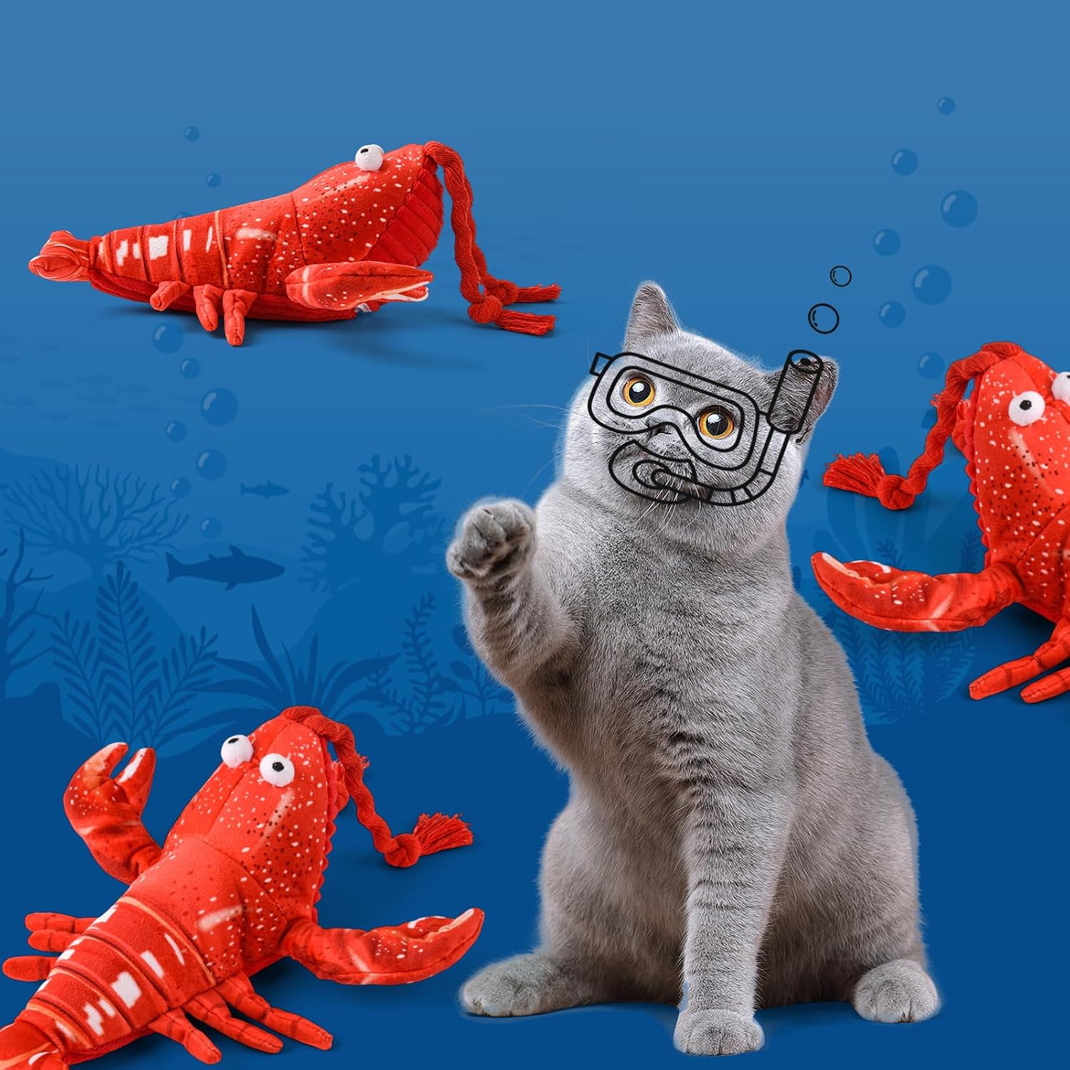 Thumbnail 6 de LIFLIX Jouet interactif pour Chat - Homard battant des pattes, avec herbe à chat et recharge USB