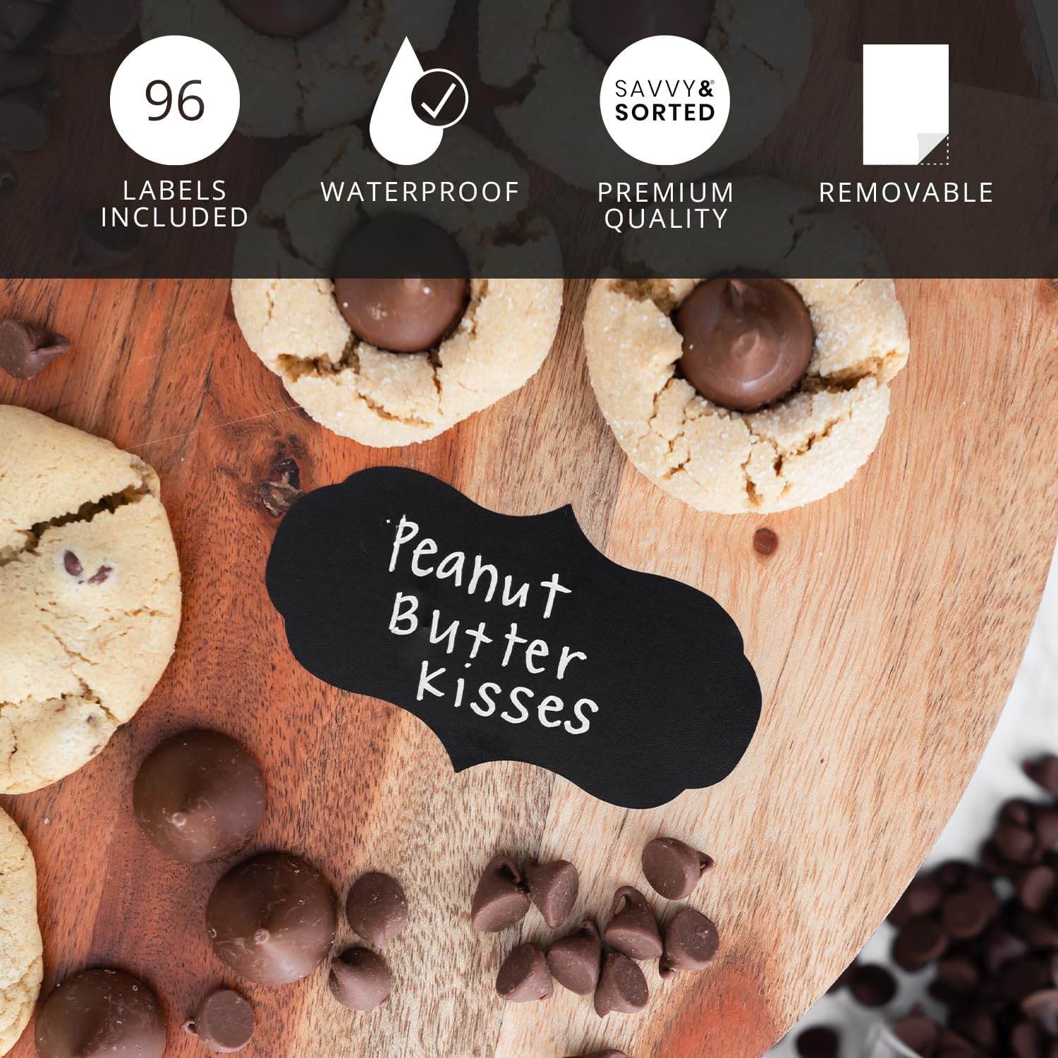 Detalle 2 de SAVVY & SORTED SAS00053-UPC Chalkboard Labels, 200 Waterproof Vinyl Stickers