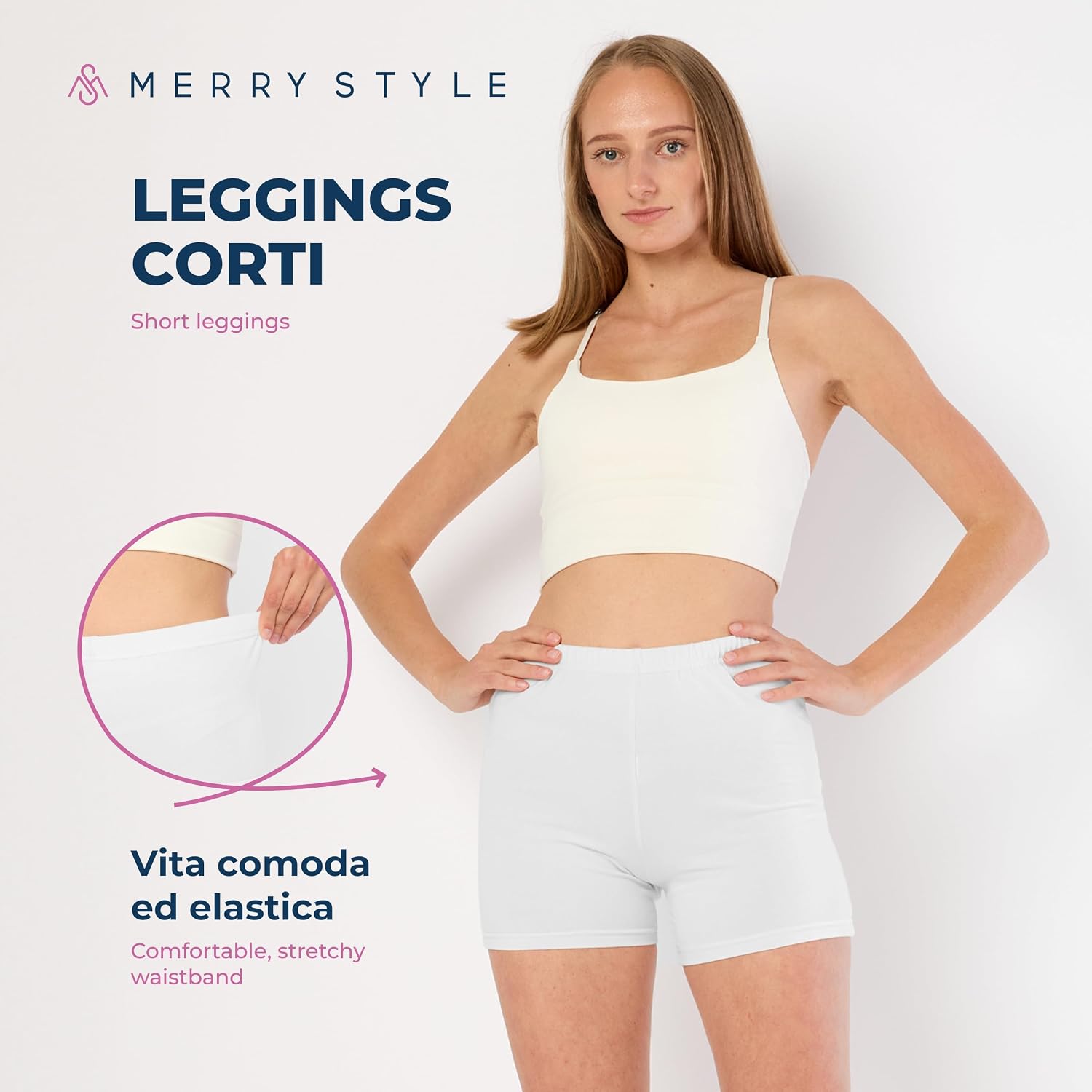 Detalle de Merry Style MS10-391 pantaloncini palestra donna in viscosa: shorts elastici per fitness e yoga