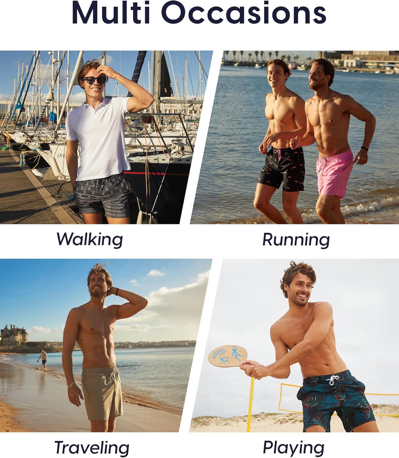 Detalle de MaaMgic Badehose Herren: Schnelltrocknende Boardshorts mit Mesh-Futter, 18 cm Innenlänge