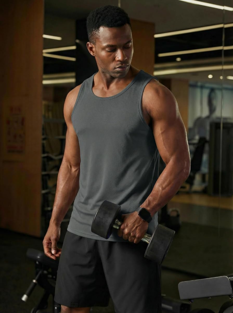 Detalle de TACVASEN Men's Gym Vest with UPF 50+ | Sleeveless Moisture-Wicking Tank Top