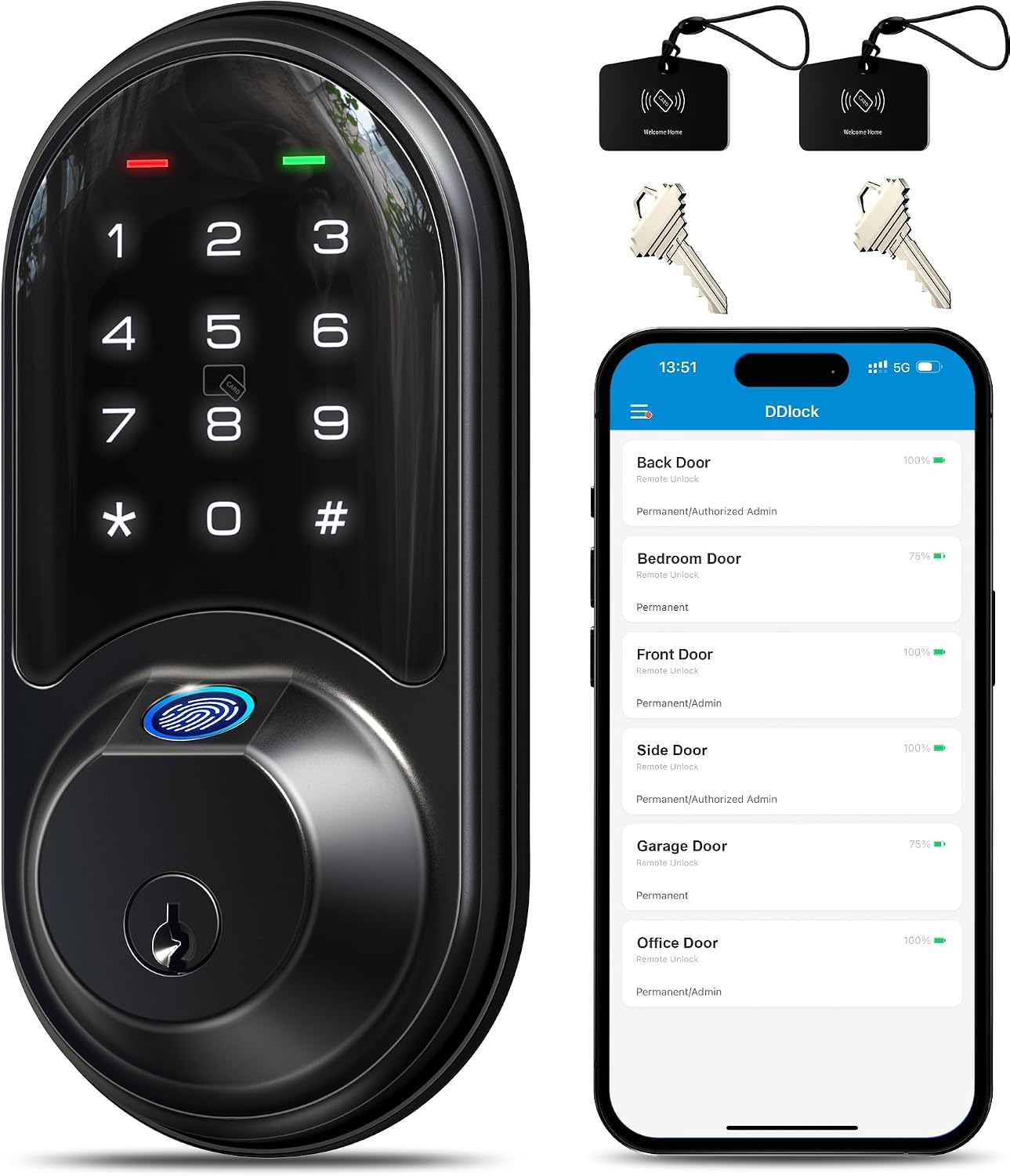 Detalle de Veise fingerprint smart deadbolt RZ07