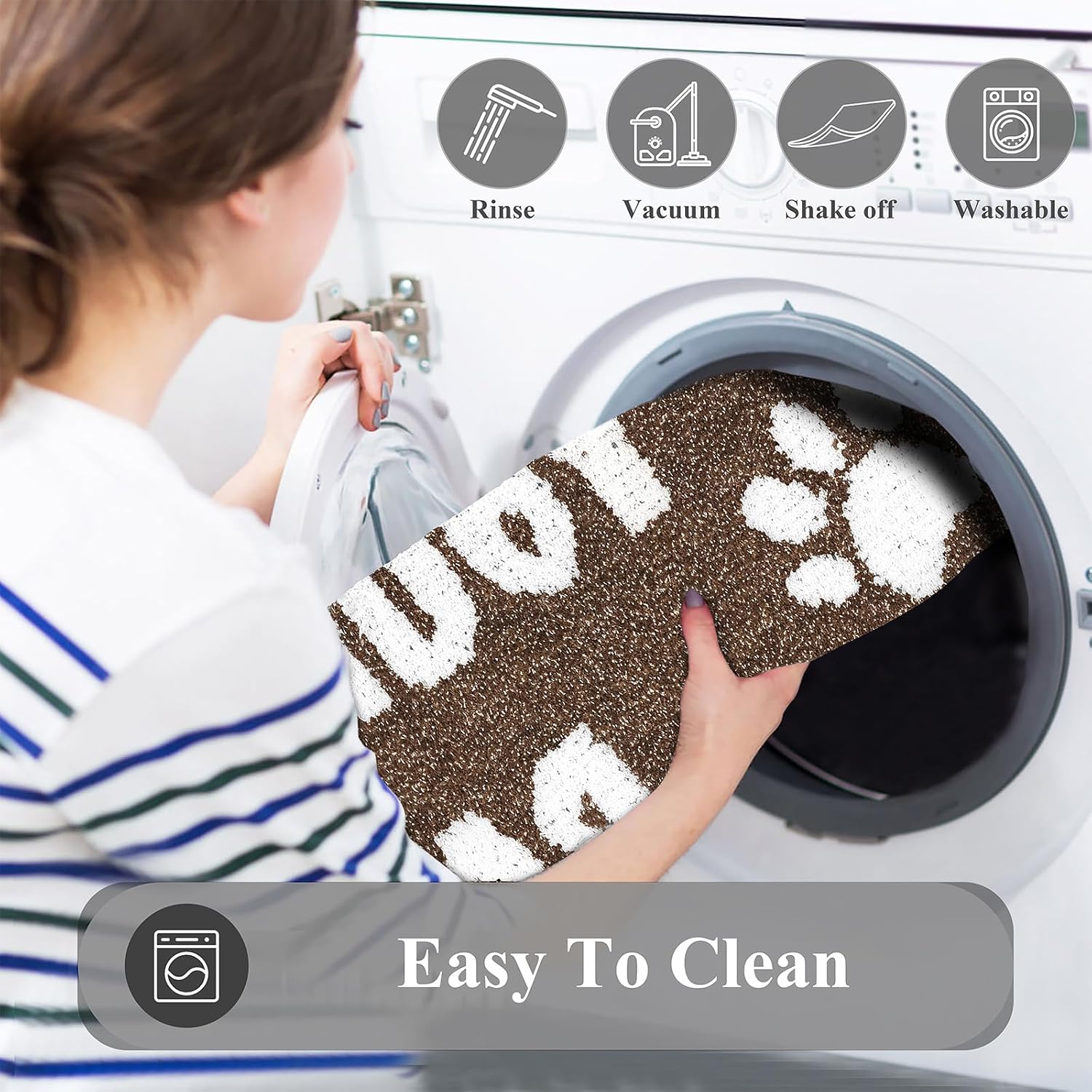 Thumbnail 6 de Enyhom Large Dirt Trapper Door Mats Indoor 80 x 120 cm – Non-slip, highly absorbent front door mat (Brown)