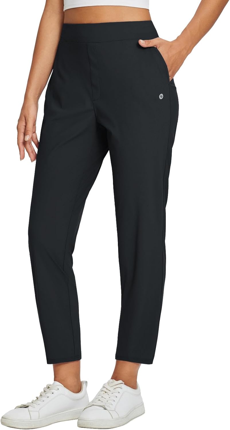 Imagen de baleaf Women's Travel Pants: Lightweight Stretch, 7/8 Ankle, Zipper Pockets – Petite en OfertitasTOP