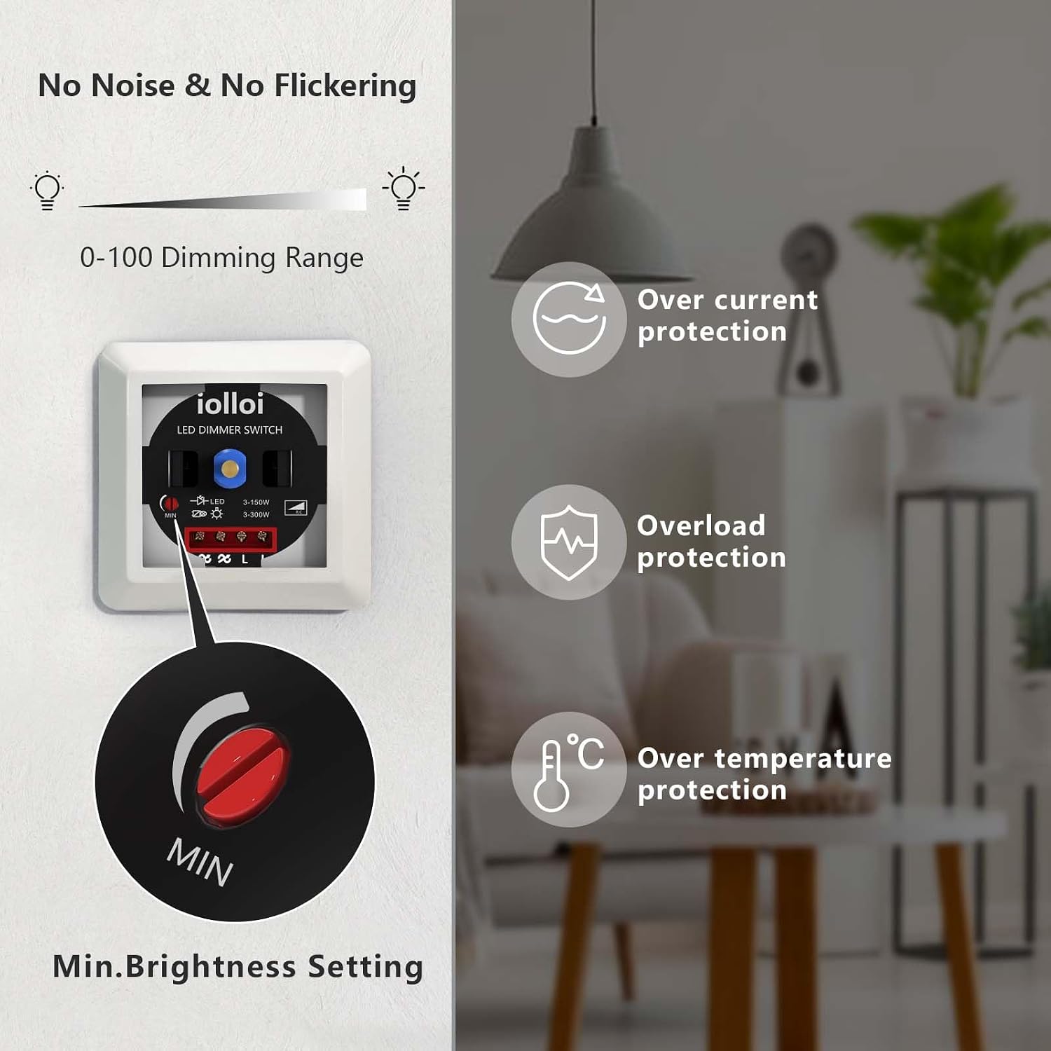 Detalle de iolloi LED Dimmer Schalter 3–150W für LEDs