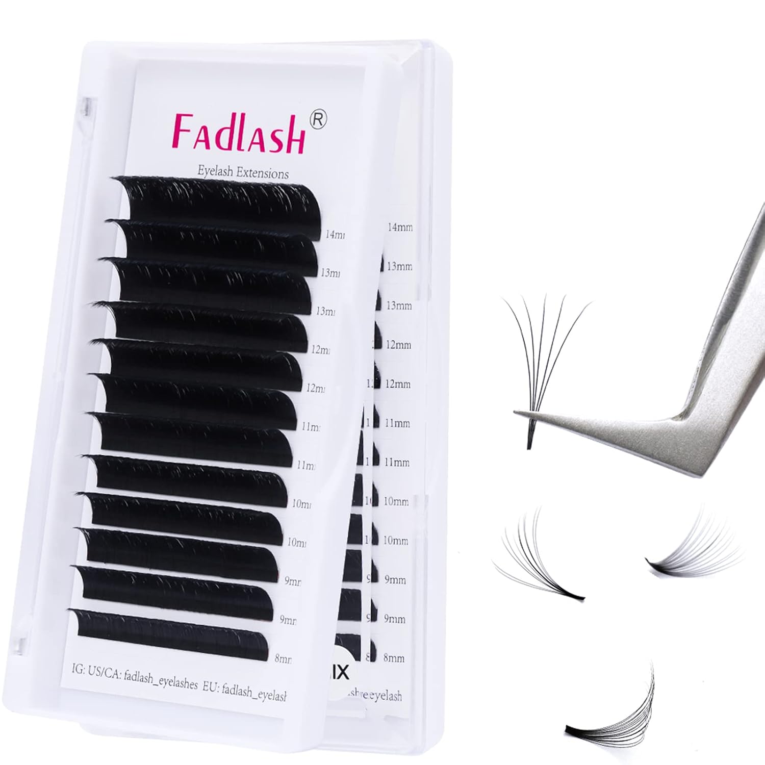 Detalle de Volumen Wimpern 0.07 Stärke C Curl (8–14 mm) – selbstfächernde Easy-Fan Wimpern für Wimpernverlängerung