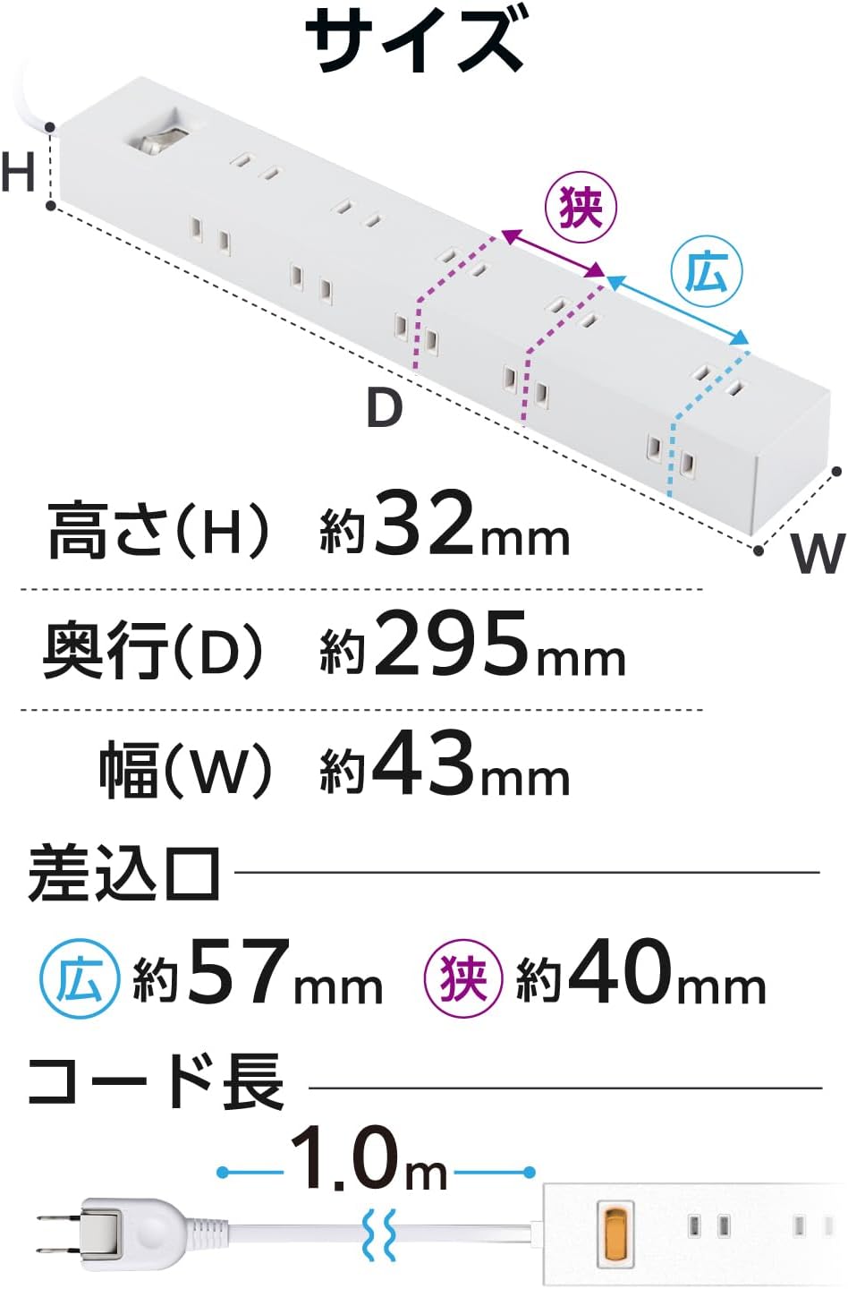 Thumbnail 6 de エレコム ECT-1510WH 電源タップ 10個口 雷ガード・マグネット・ほこりシャッター付き