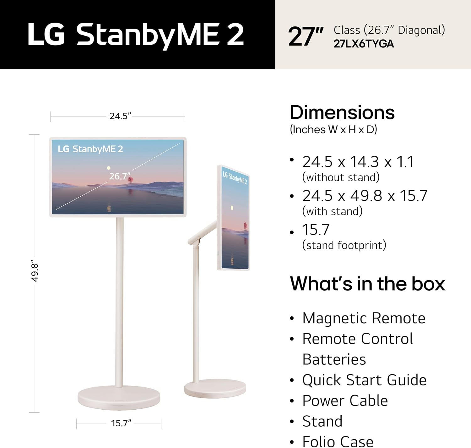 Detalle de LG Portable Touchscreen TV, 27-Inch