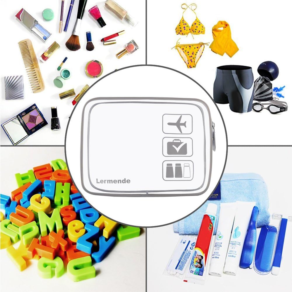 Thumbnail 4 de Lermende Lot de 2 Trousse de Toilette Transparentes TSA – Taille L, 3-1-1 – Gris
