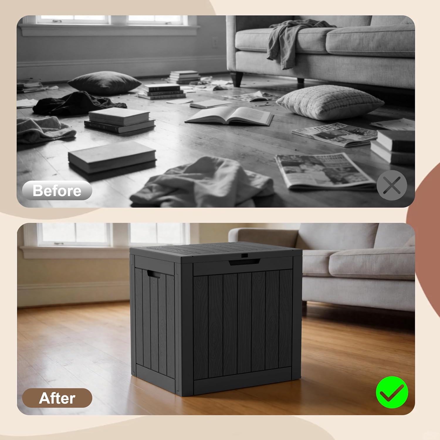 Thumbnail 3 de EasyUp 35 Gallon Deck Box, Black Waterproof Outdoor Storage with UV Resistance