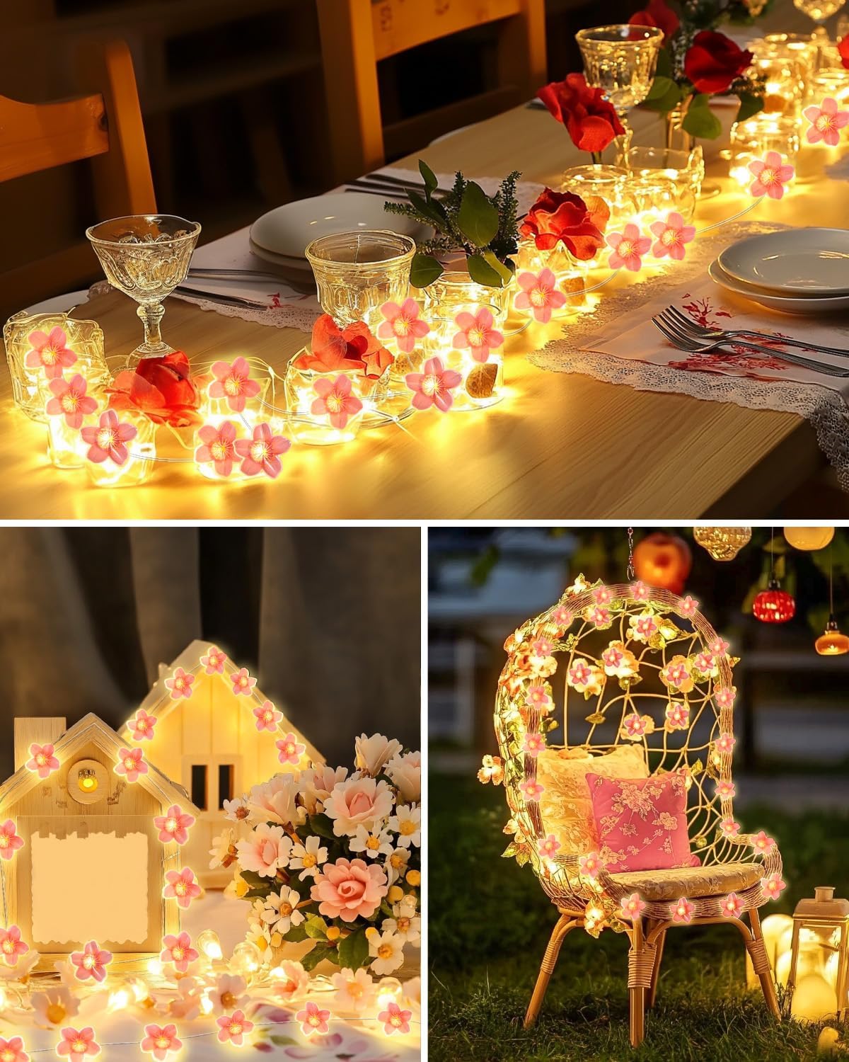 Thumbnail 6 de Dalugo Flower Fairy String Lights, 2M 20 LEDs Pink Cherry Blossom with Timer