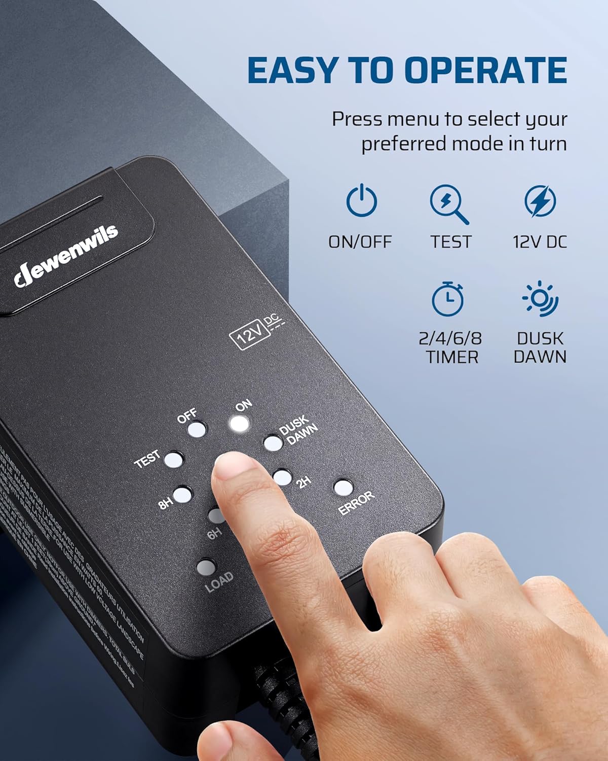 Detalle de DEWENWILS 60W Low Voltage Transformer with Dusk-to-Dawn Sensor and Countdown Timer