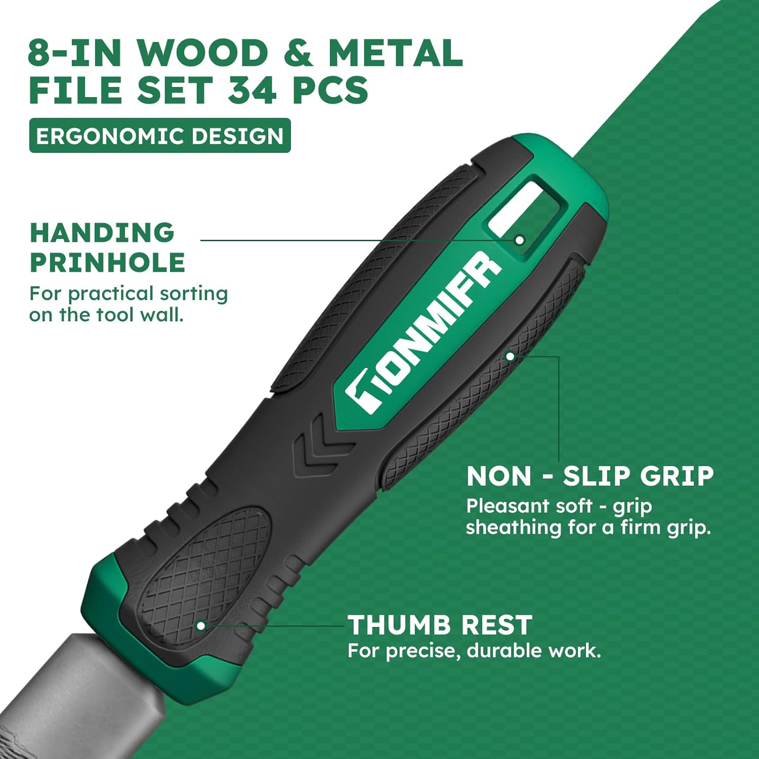 Thumbnail 4 de Tonmifr Professionelles Metallfeilen-Set für Hartstahl mit 5 Formen und Industriequalität