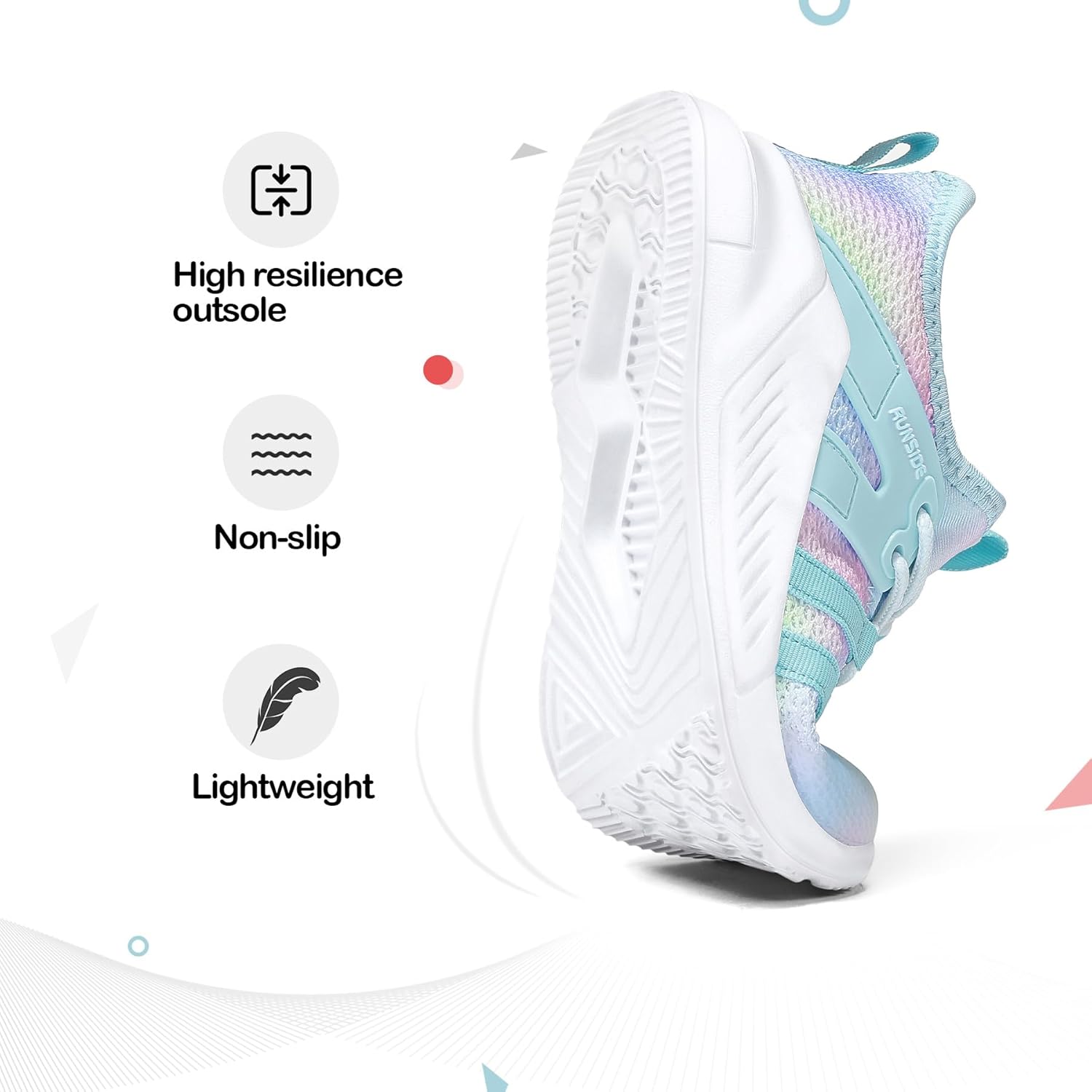 Thumbnail 3 de RUNSIDE Girls Lightweight Tennis Shoes Lace-Up for Running and Walking