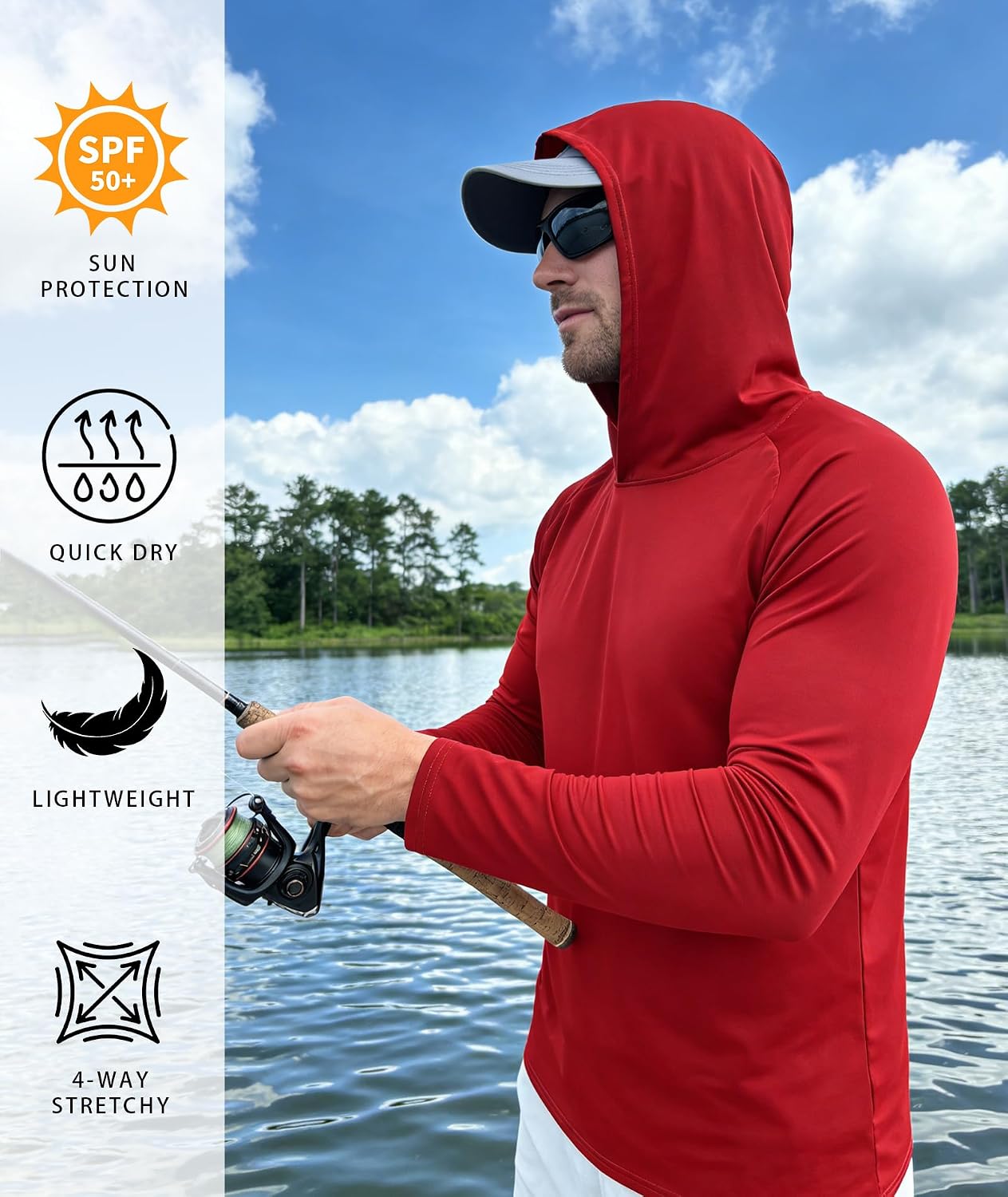 Detalle de WENTTUO 5-Pack: Men's UPF 50+ Sun Protection Hoodie Long Sleeve Shirts