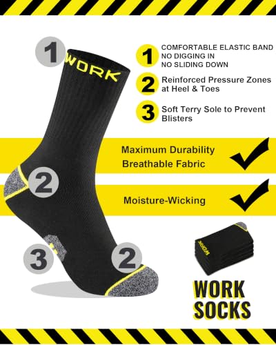 Thumbnail 6 de Effeet Men's Work Socks Heavy Duty Cushioned Crew Durable 10 Pairs