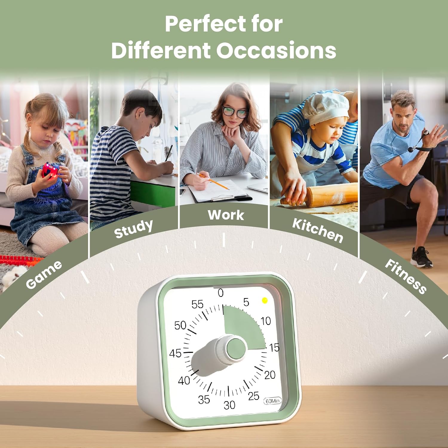 Thumbnail 5 de InfPokid Visual Timer for Kids with Pause Function (60 Minute) – Quiet, ADHD-friendly Rainbow Timer